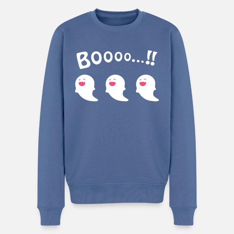 Booo Geist - Männer Premium Bio Pullover - Taubenblau