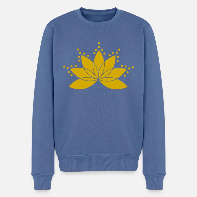 Lotus d’or - Pull Premium bio Homme - bleu pigeon