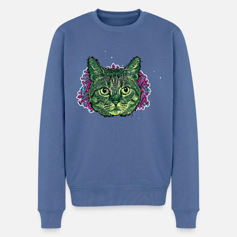 Katzenkopf - In Graffiti #2 - Männer Premium Bio Pullover - Taubenblau
