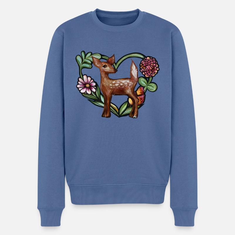 Süße Rehkitzkunst - Männer Premium Bio Pullover - Taubenblau