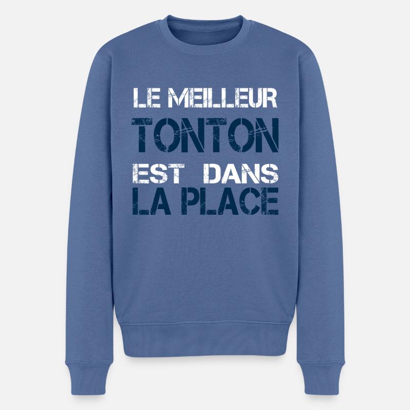Tonton dans la place - Pull Premium bio Homme - bleu pigeon