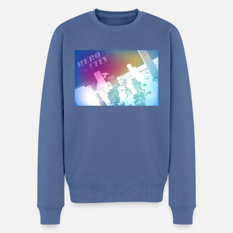 Heldenstadt - Männer Premium Bio Pullover - Taubenblau