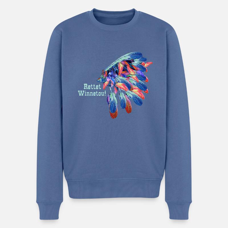 rettet winnetou,winnetou,indianer,häuptling - Männer Premium Bio Pullover - Taubenblau