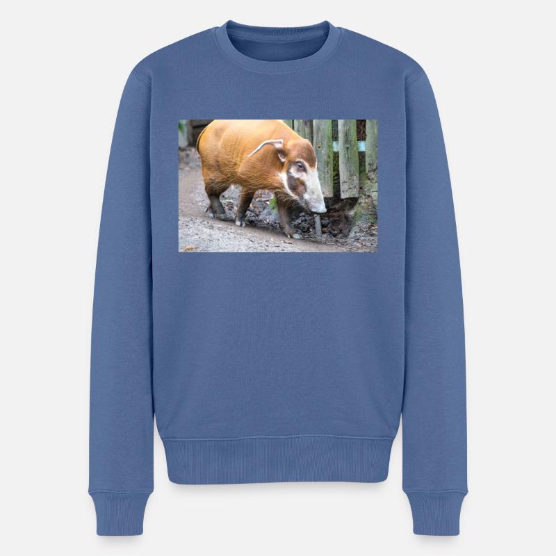 Buschschwein oder Rotflussschwein Pinselohrschwein - Männer Premium Bio Pullover - Taubenblau