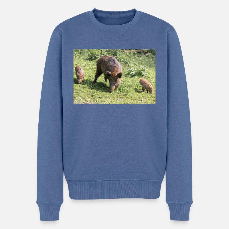 Wildschwein Sus scrofa - Männer Premium Bio Pullover - Taubenblau