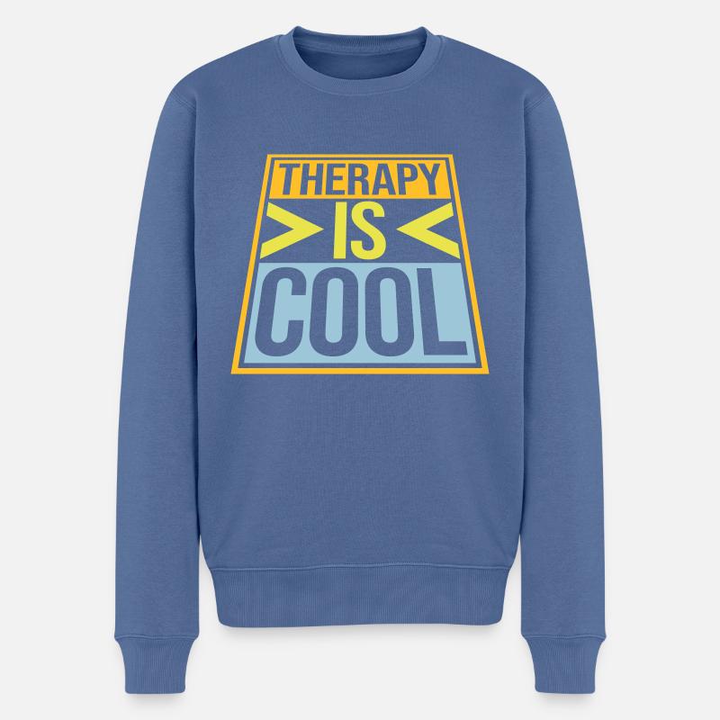 la thérapie est cool Citation - Pull Premium bio Homme - bleu pigeon