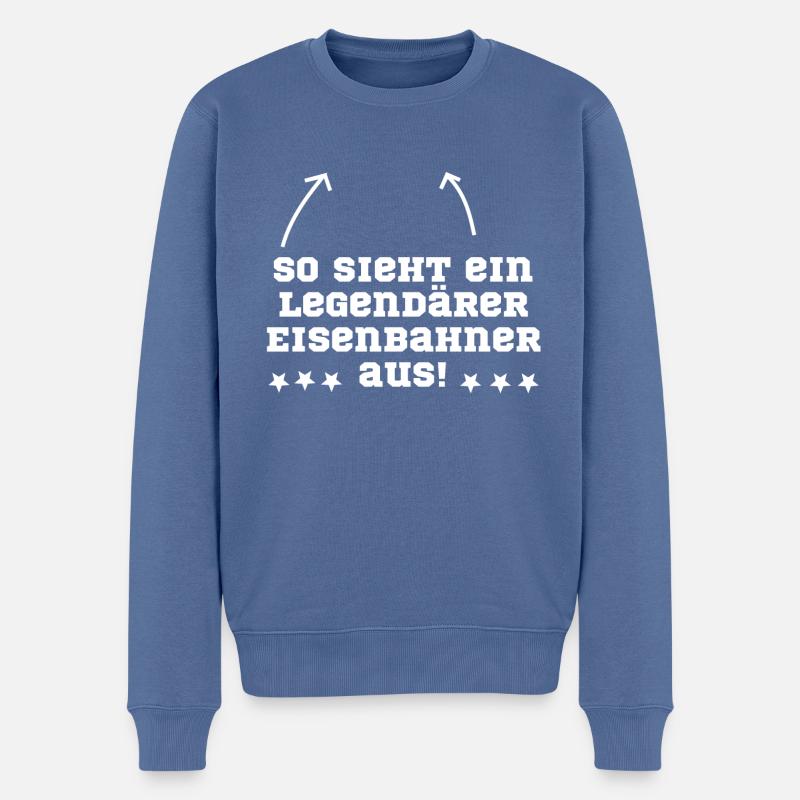 Eisenbahner Eisenbahn legendär - Männer Premium Bio Pullover - Taubenblau