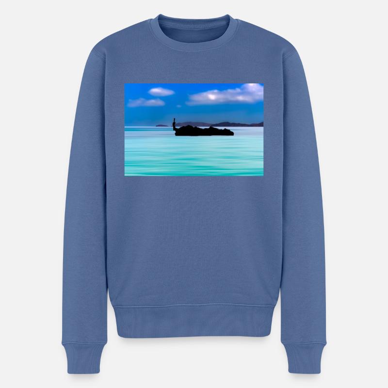 Blau ist der Ozean - Männer Premium Bio Pullover - Taubenblau
