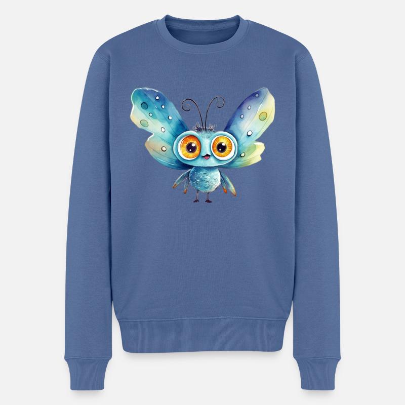 Dessin à l’aquarelle de papillon - Pull Premium bio Homme - bleu pigeon