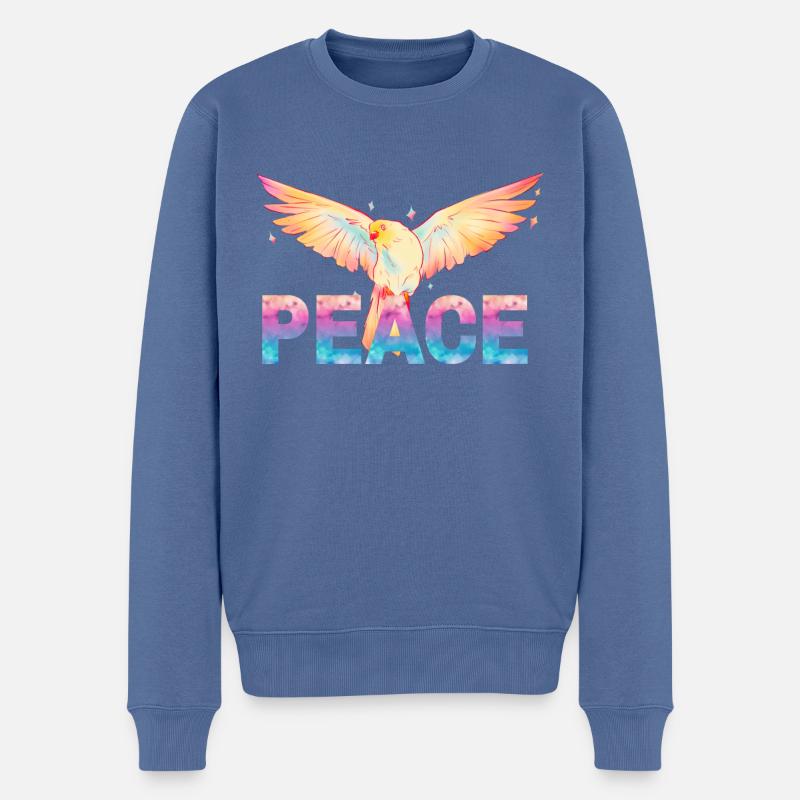 Paix - Pull Premium bio Homme - bleu pigeon