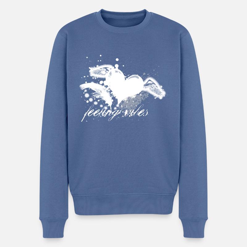 Farbklecks Couture Script - Männer Premium Bio Pullover - Taubenblau
