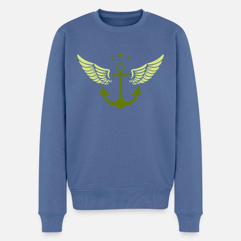 Ailes d’ancrage - Pull Premium bio Homme - bleu pigeon