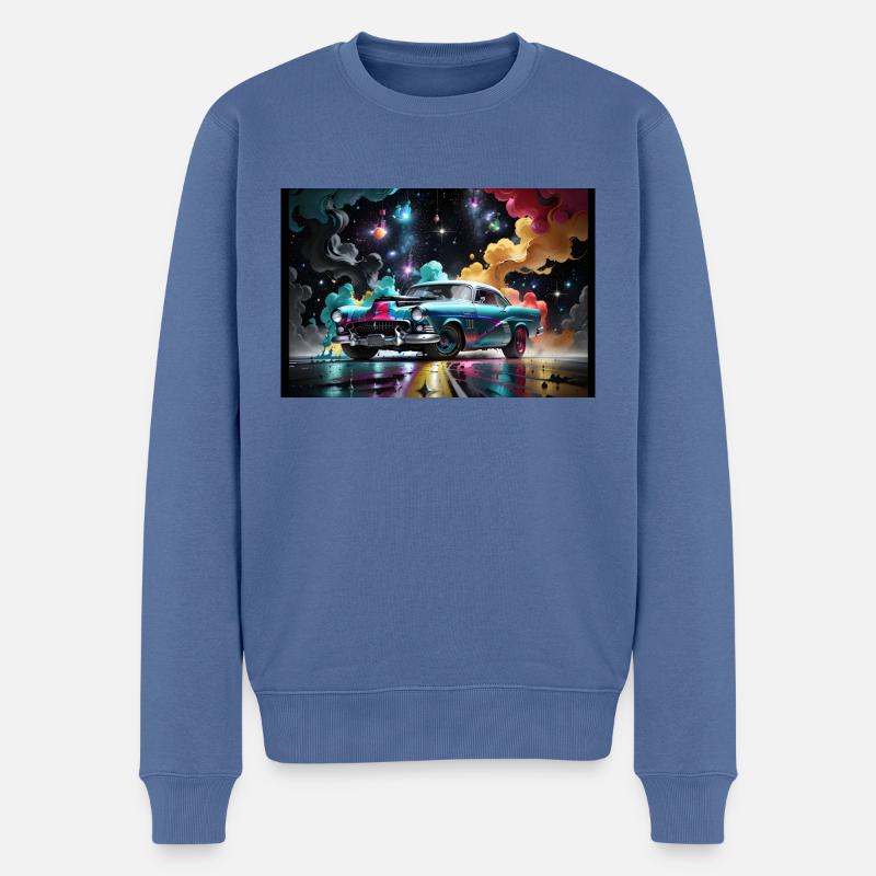 Hot Rod #4 - Pull Premium bio Homme - bleu pigeon