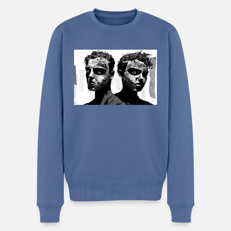 Die Zwillinge - Männer Premium Bio Pullover - Taubenblau