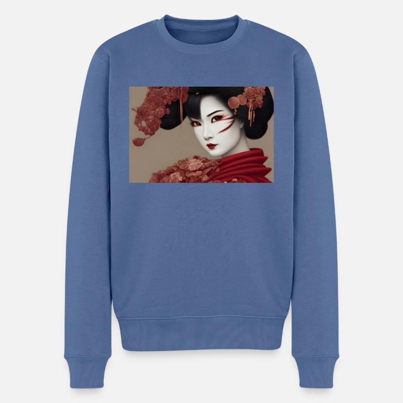 Geisha Asuka - Pull Premium bio Homme - bleu pigeon