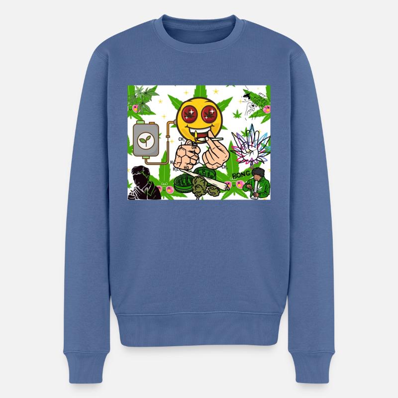 Herbe originale - Pull Premium bio Homme - bleu pigeon