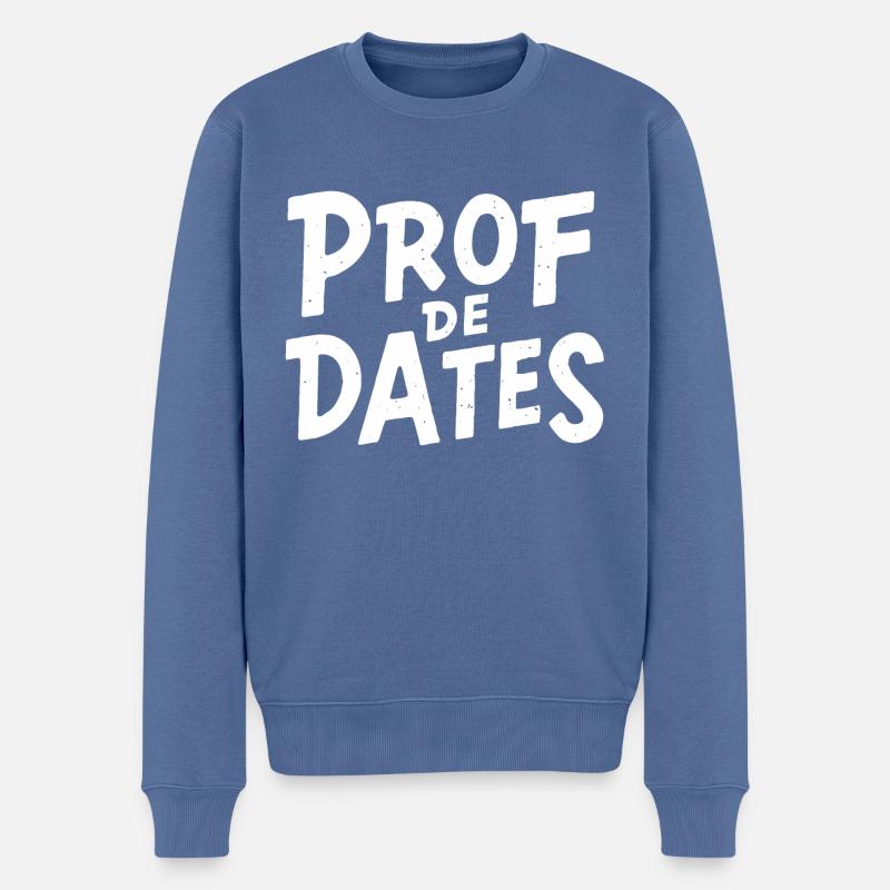 Prof de dates - Pull Premium bio Homme - bleu pigeon