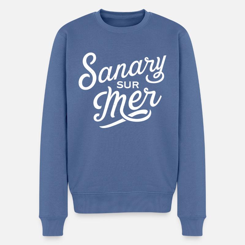 Sanary sur Mer - Pull Premium bio Homme - bleu pigeon