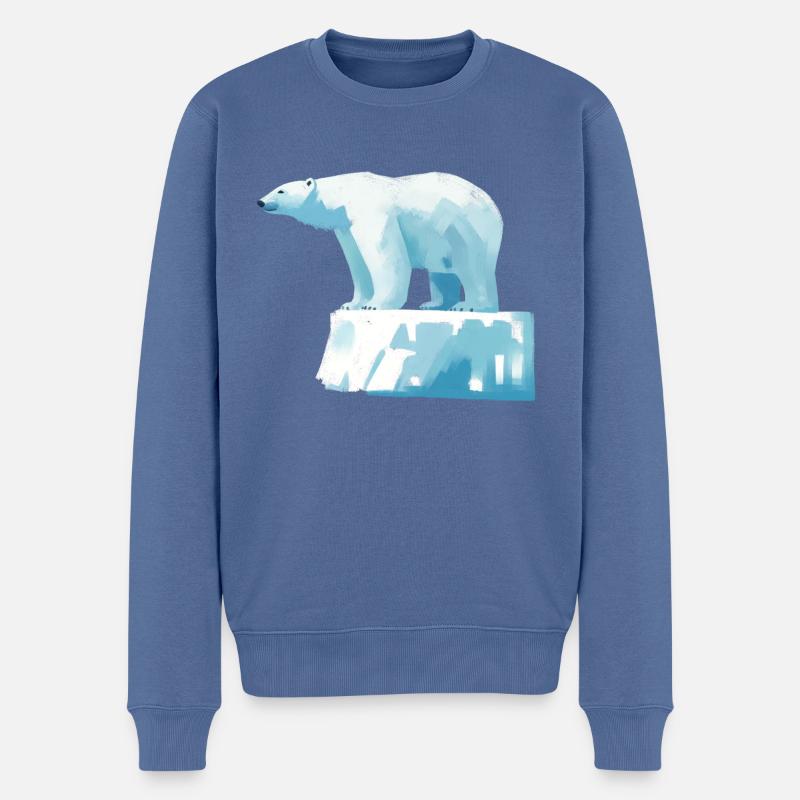 Ours polaire sur la banquise - Pull Premium bio Homme - bleu pigeon