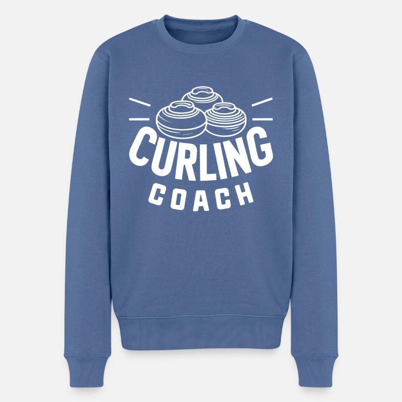 Curling Coach - Männer Premium Bio Pullover - Taubenblau