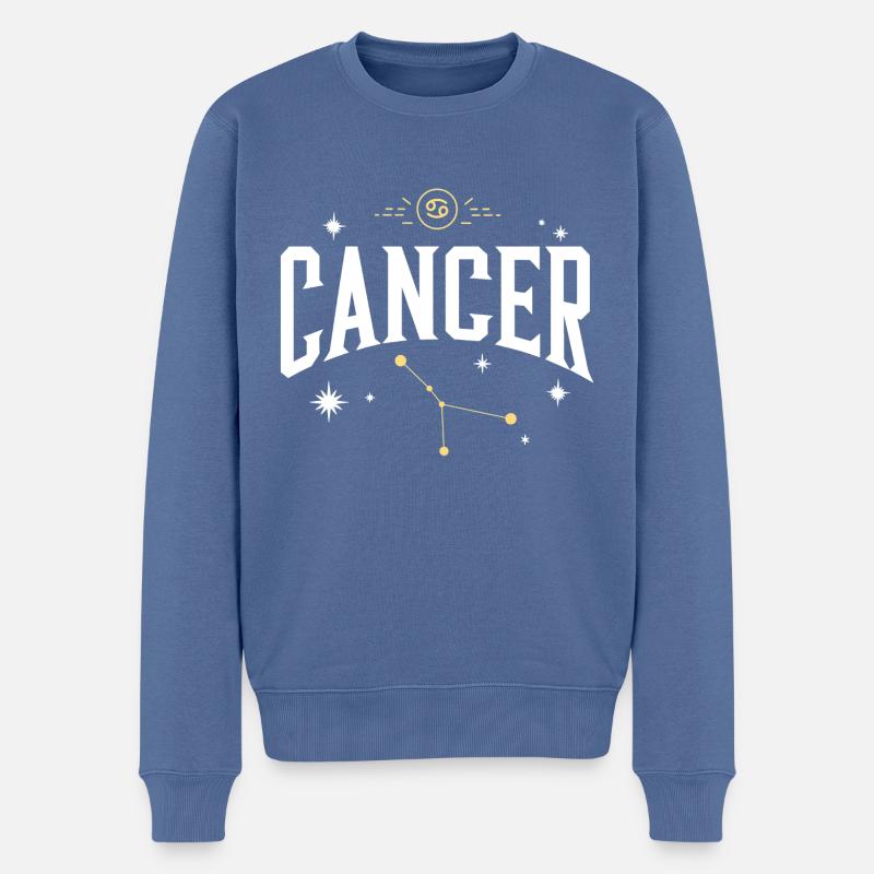 Signe astro cancer - Pull Premium bio Homme - bleu pigeon