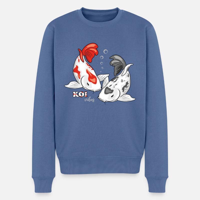 Zwei Koi-Fische. Koi-Vibes - Männer Premium Bio Pullover - Taubenblau