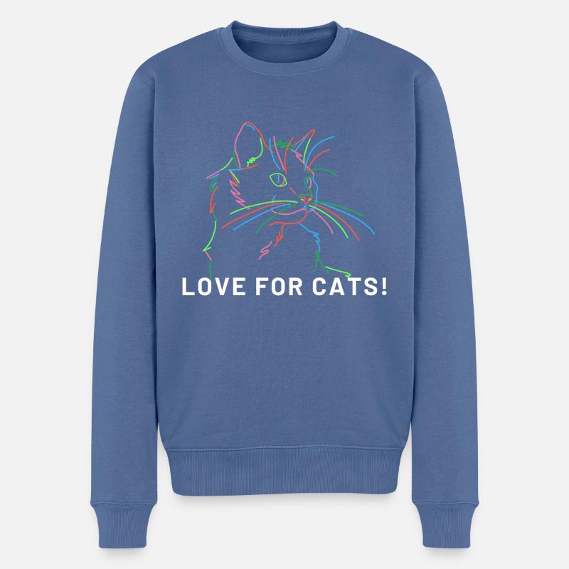 Katzen-Kunstlinien - Männer Premium Bio Pullover - Taubenblau