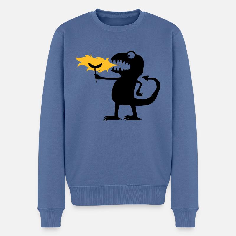 Drache_grillt - Männer Premium Bio Pullover - Taubenblau