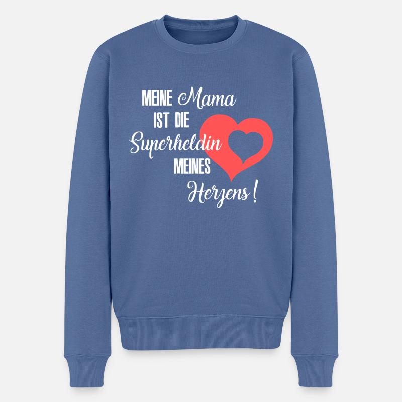 Mama, Mama Superheldin, Mama Heldin, Mama Herz - Männer Premium Bio Pullover - Taubenblau