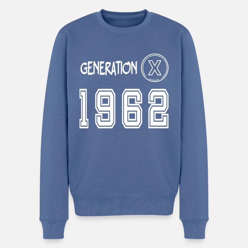 Génération x 1962 - Pull Premium bio Homme - bleu pigeon