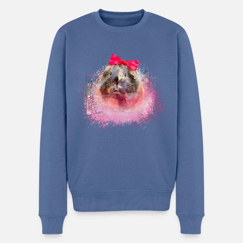 cochon d’Inde, graffiti, peinture, boucle - Pull Premium bio Homme - bleu pigeon