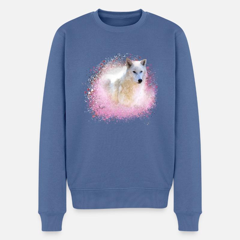 wolf,rosa,hund, husky,Hund, malerei,graffiti - Männer Premium Bio Pullover - Taubenblau
