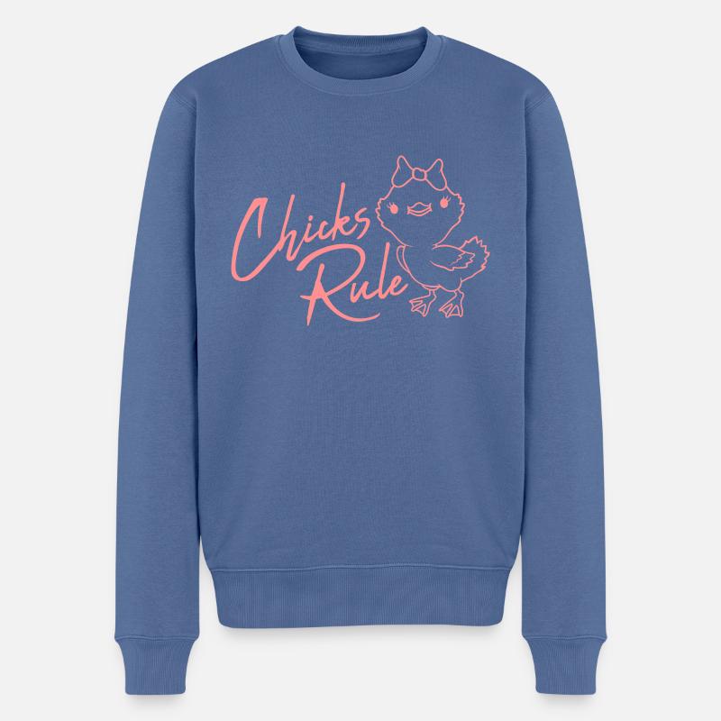 Niedliches Vögelchen Chicks Rule - Männer Premium Bio Pullover - Taubenblau