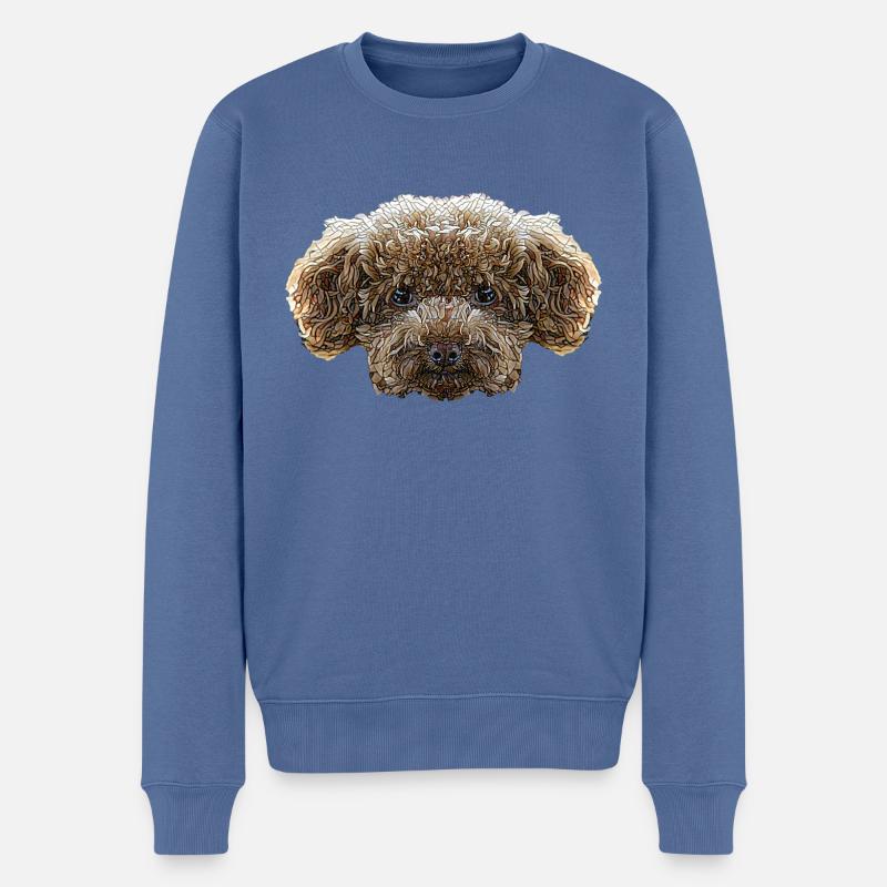 Visage de caniche jouet - Pull Premium bio Homme - bleu pigeon