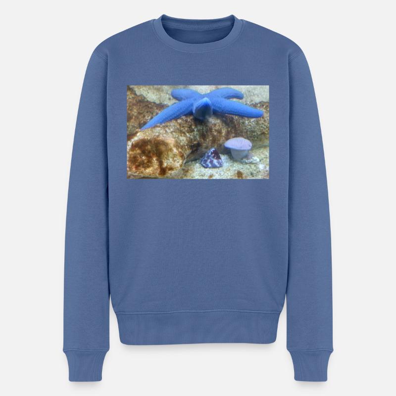 Blauer Seestern - Männer Premium Bio Pullover - Taubenblau