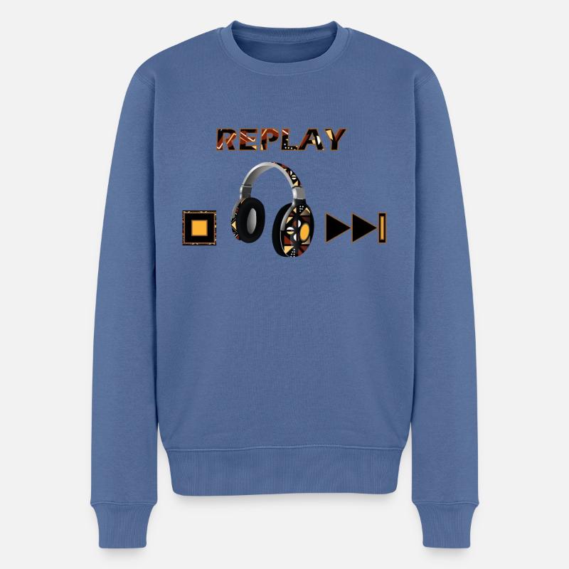 Replay KopfhörerT-Shirt Pullover Sweatshirts - Männer Premium Bio Pullover - Taubenblau