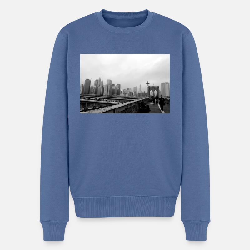 New york - Männer Premium Bio Pullover - Taubenblau