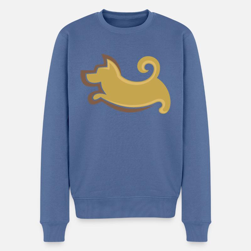 Hund - Männer Premium Bio Pullover - Taubenblau