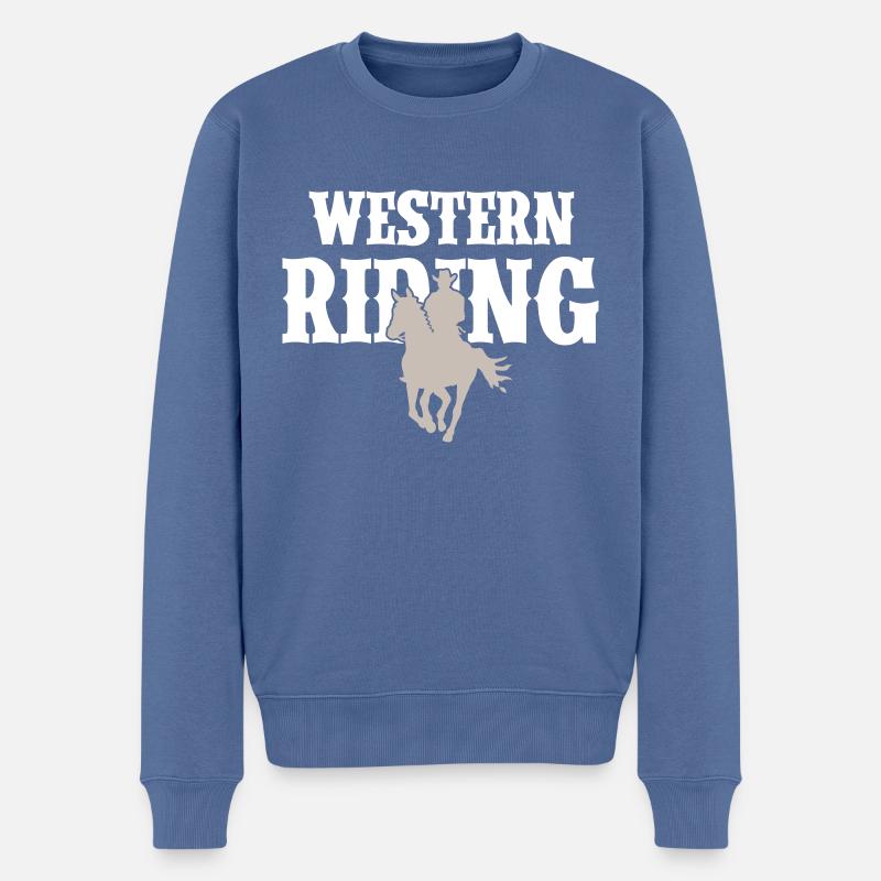 Western Reiten Mann - Männer Premium Bio Pullover - Taubenblau