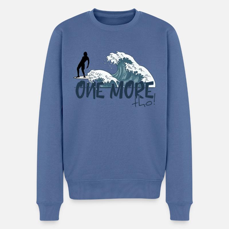 One More Wave Tho! Japanische Welle Surfer Vibes - Männer Premium Bio Pullover - Taubenblau