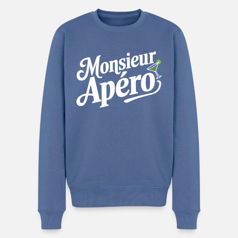 Monsieur apéro - Pull Premium bio Homme - bleu pigeon