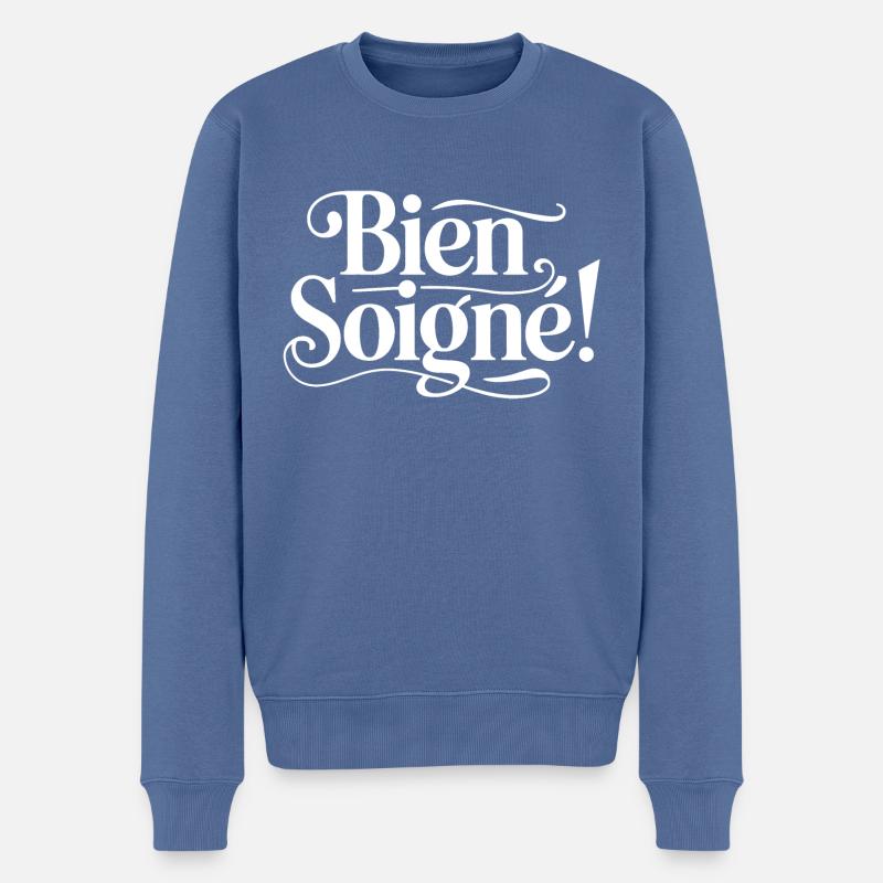 Bien Soigné - Pull Premium bio Homme - bleu pigeon