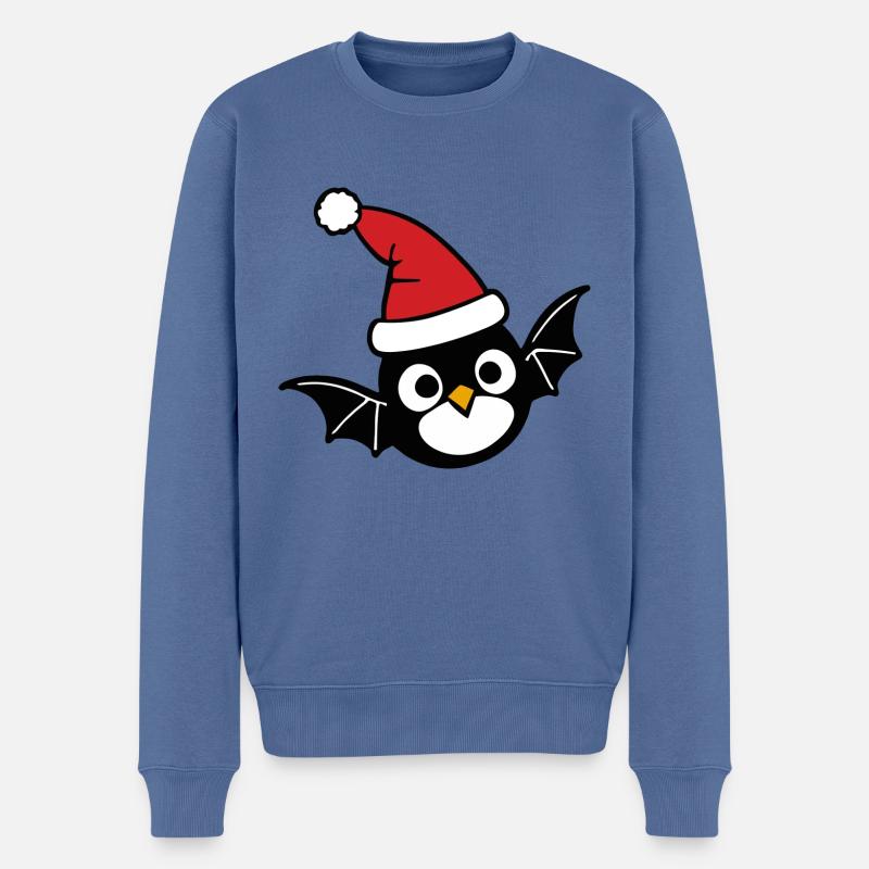 Fledermaus Weihnachten - Männer Premium Bio Pullover - Taubenblau