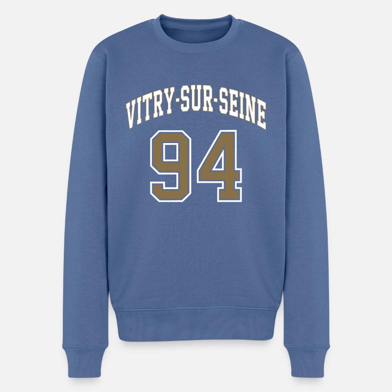 Vitry-sur-Seine 94 - Pull Premium bio Homme - bleu pigeon
