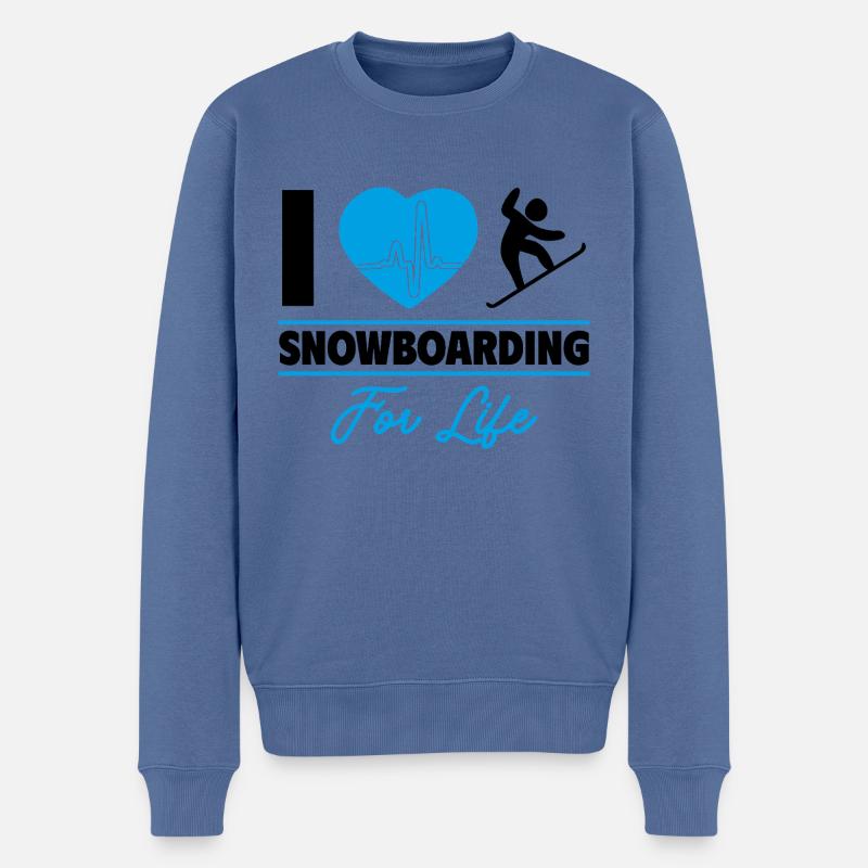 Ich liebe Snowboarden fürs Leben - Männer Premium Bio Pullover - Taubenblau