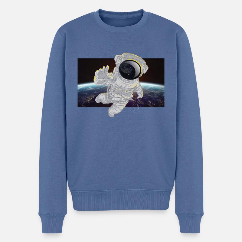 Astronaut im All - Männer Premium Bio Pullover - Taubenblau