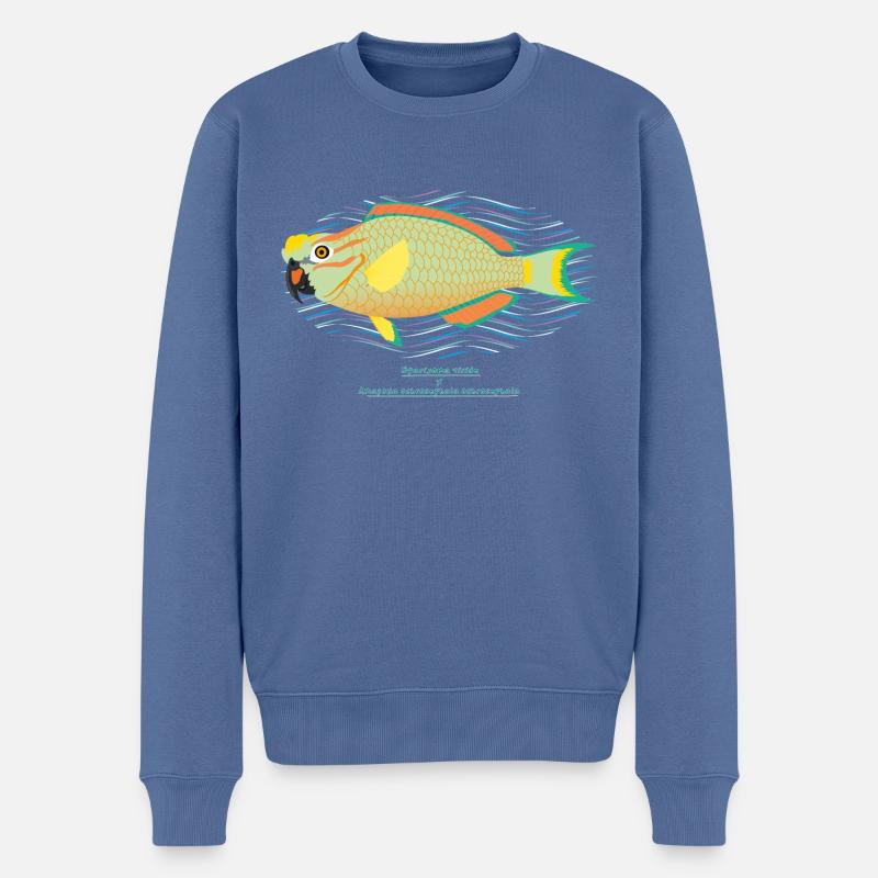Papageienfisch / Hybrid - Männer Premium Bio Pullover - Taubenblau
