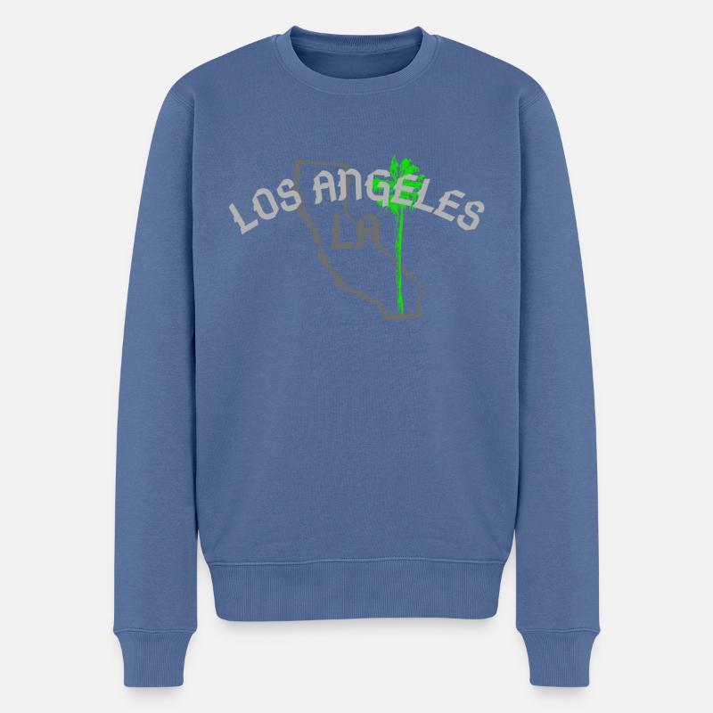 Los Angeles Palme LA - Männer Premium Bio Pullover - Taubenblau