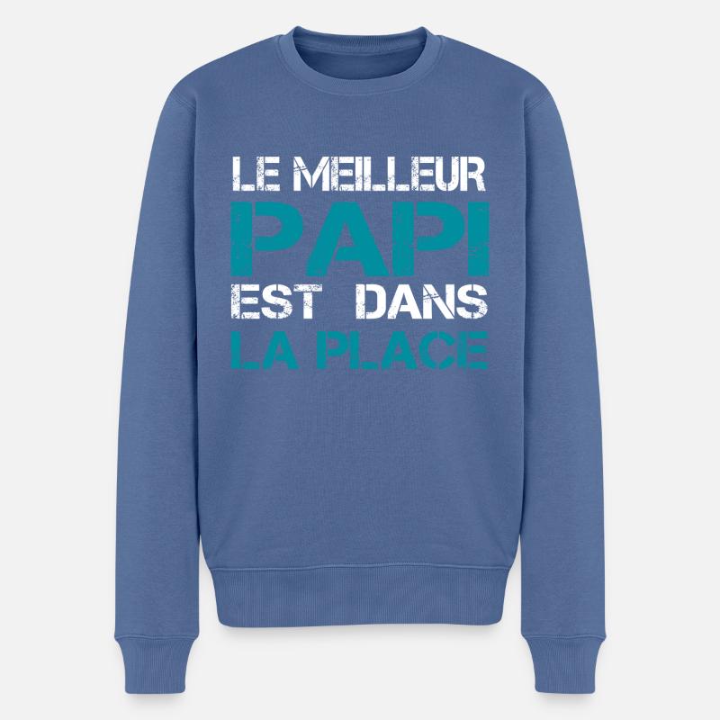 Papi dans la place - Pull Premium bio Homme - bleu pigeon