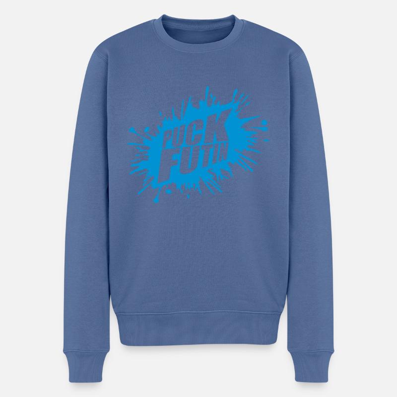 Conception du logo Puck Futin - Pull Premium bio Homme - bleu pigeon